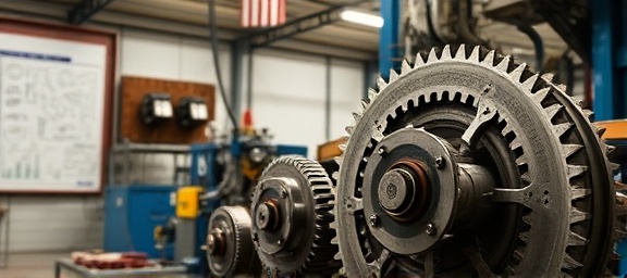 effective testingoptimization Efficiency, determined, streamlining processes, photorealistic, industrial workspace with flow charts on the walls, highly detailed, clockwork gear mechanisms in view, crisply detailed, earth tones and blues, direct overhead lighting, shot with a 70mm lens.