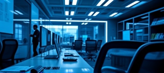 In-depth leadconversion optimization, strategic, enhancing techniques, photorealistic, futuristic office with AI-driven tools, highly detailed, adaptive automation, technical expertise, cyber blue and white, pinpoint spotlighting, shot with a macro lens.