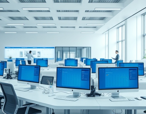 minimalist formtemplate, clean and user-friendly, showcasing dynamic data entry, photorealistic, in an open-plan office with screens and calendars, highly detailed, interactive animations, crisp white and blue, ambient lighting, shot with a macro lens.