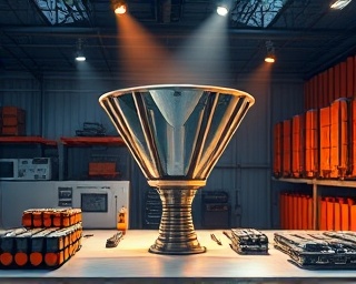 Pioneering leadconversion funnel, creative, crafting solutions, photorealistic, industrial workspace with tech devices, highly detailed, animated concept integration, technical dynamism, orange and gray, cool spotlighting, shot with a prime lens.